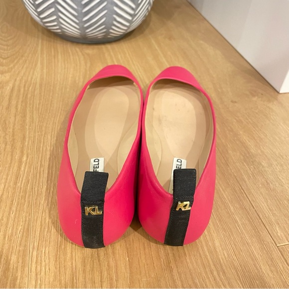 Karl Lagerfeld Paris Vada Rose Coloured Round Toe Leather Flats - Picture 3 of 9
